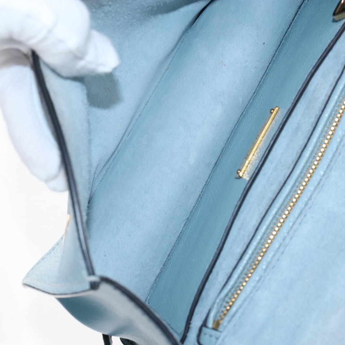 Miu Miu Madras Crystal Buckle Leather Blue Leather Shoulder Bag Bag (Pre-Owned)