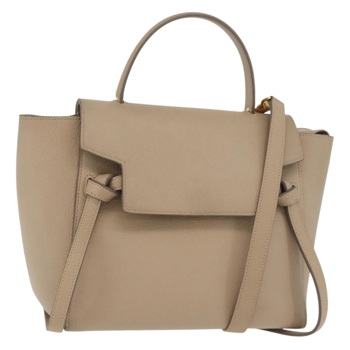 Celine Belt Calfskin Beige Leather Handbag (Pre-Owned)