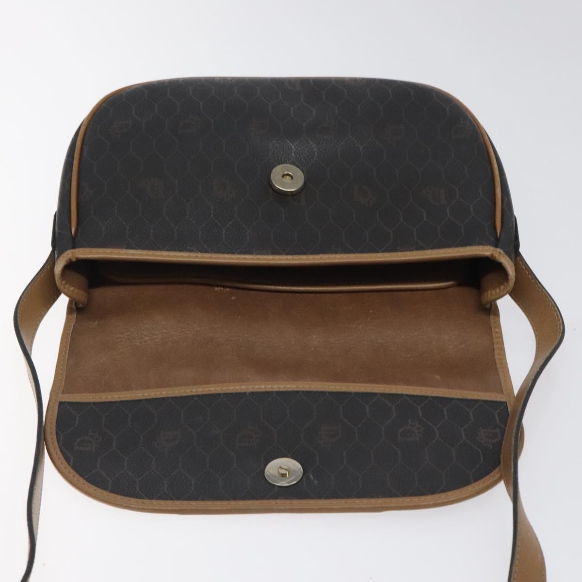 Christian Dior Vintage Honeycomb Flap Coated Canvas Black Canvas Shoulder Bag Bag (Pre-Owned)