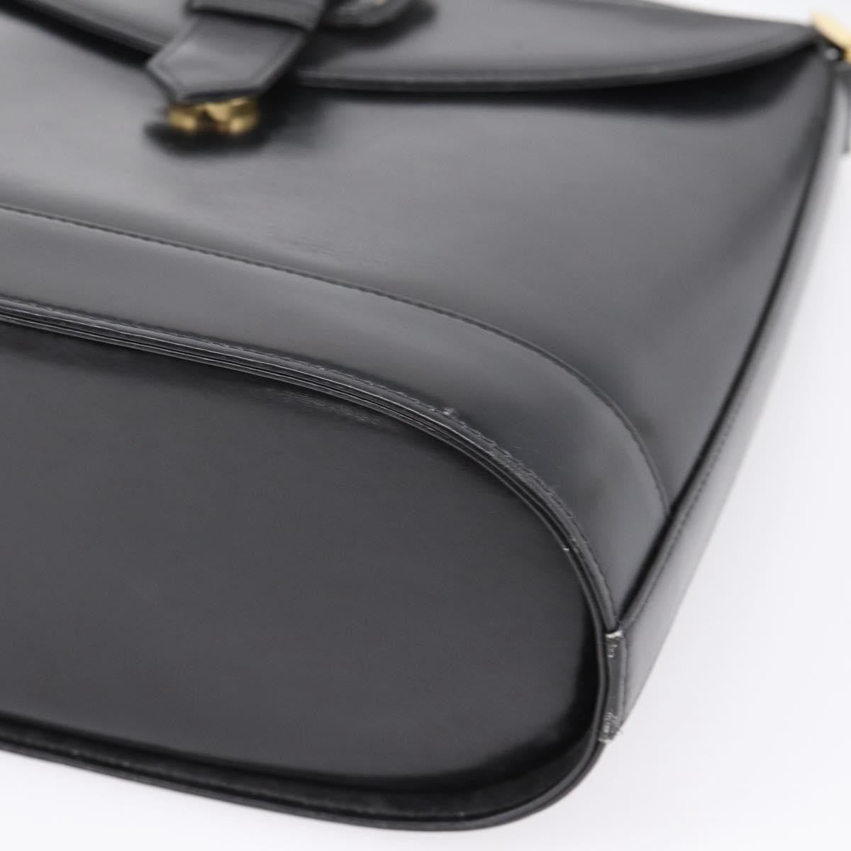 Saint Laurent Vintage Shoulder Bag Leather Black Leather Shoulder Bag Bag (Pre-Owned)
