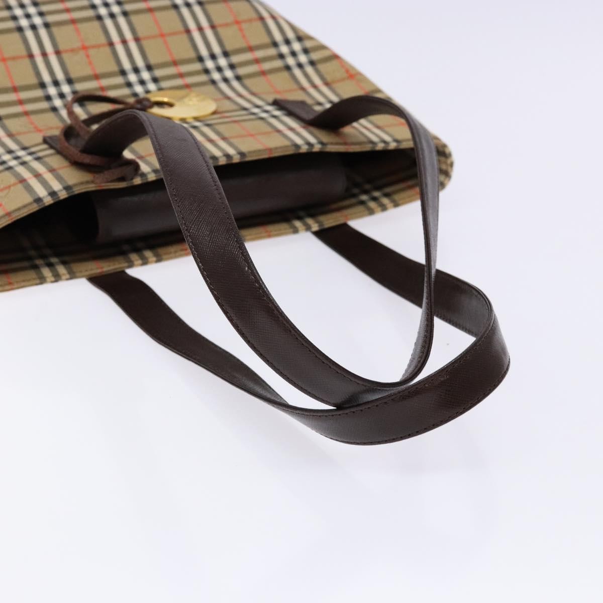 Burberry Nova Check Tote Canvas Check Pattern Beige Canvas Bag (Pre-Owned)