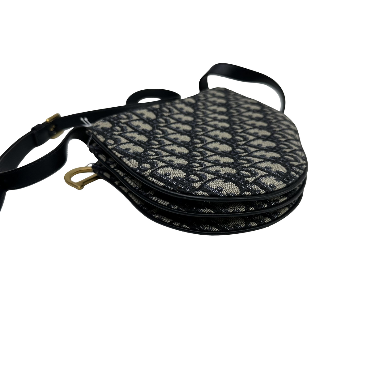 Christian Dior Saddle Oblique Canvas Blue Canvas Shoulder Bag Bag (Pre-Owned)