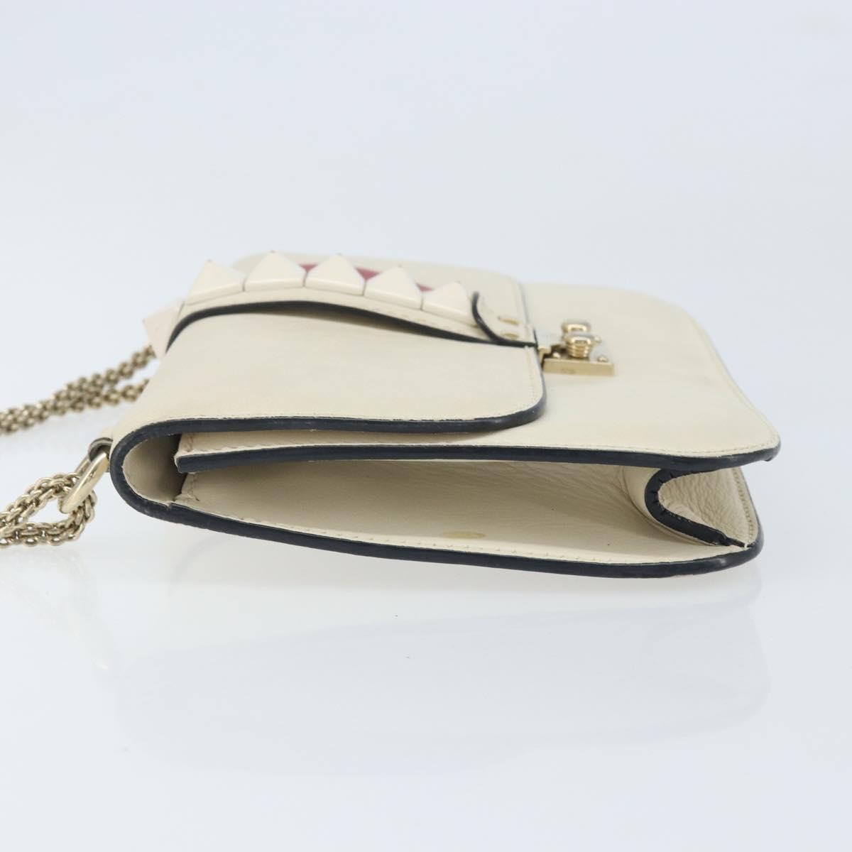 Valentino Garavani Glam Lock Leather White Leather Shoulder Bag Bag (Pre-Owned)