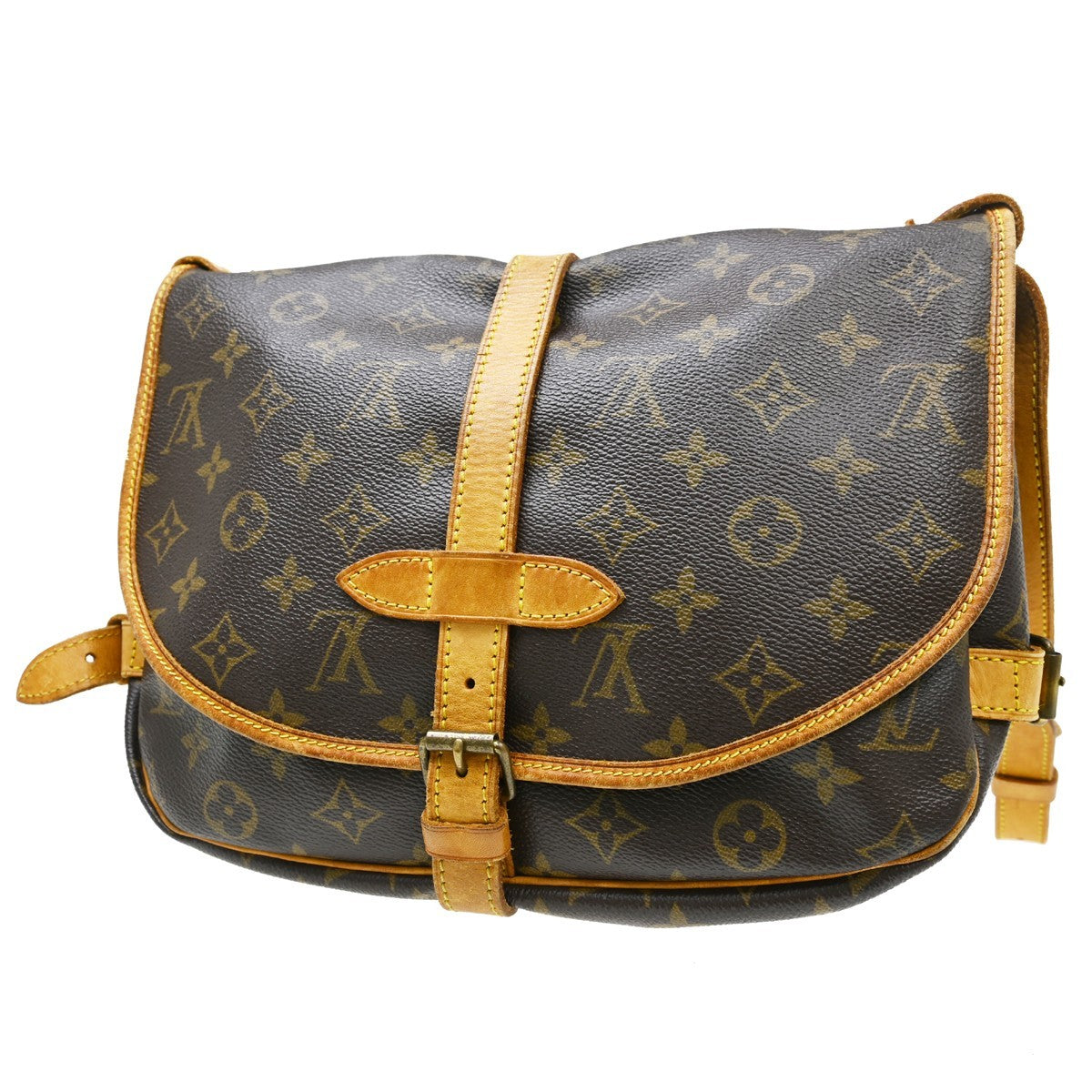 Louis Vuitton Saumur Monogram Brown Canvas Shoulder Bag Bag (Pre-Owned)