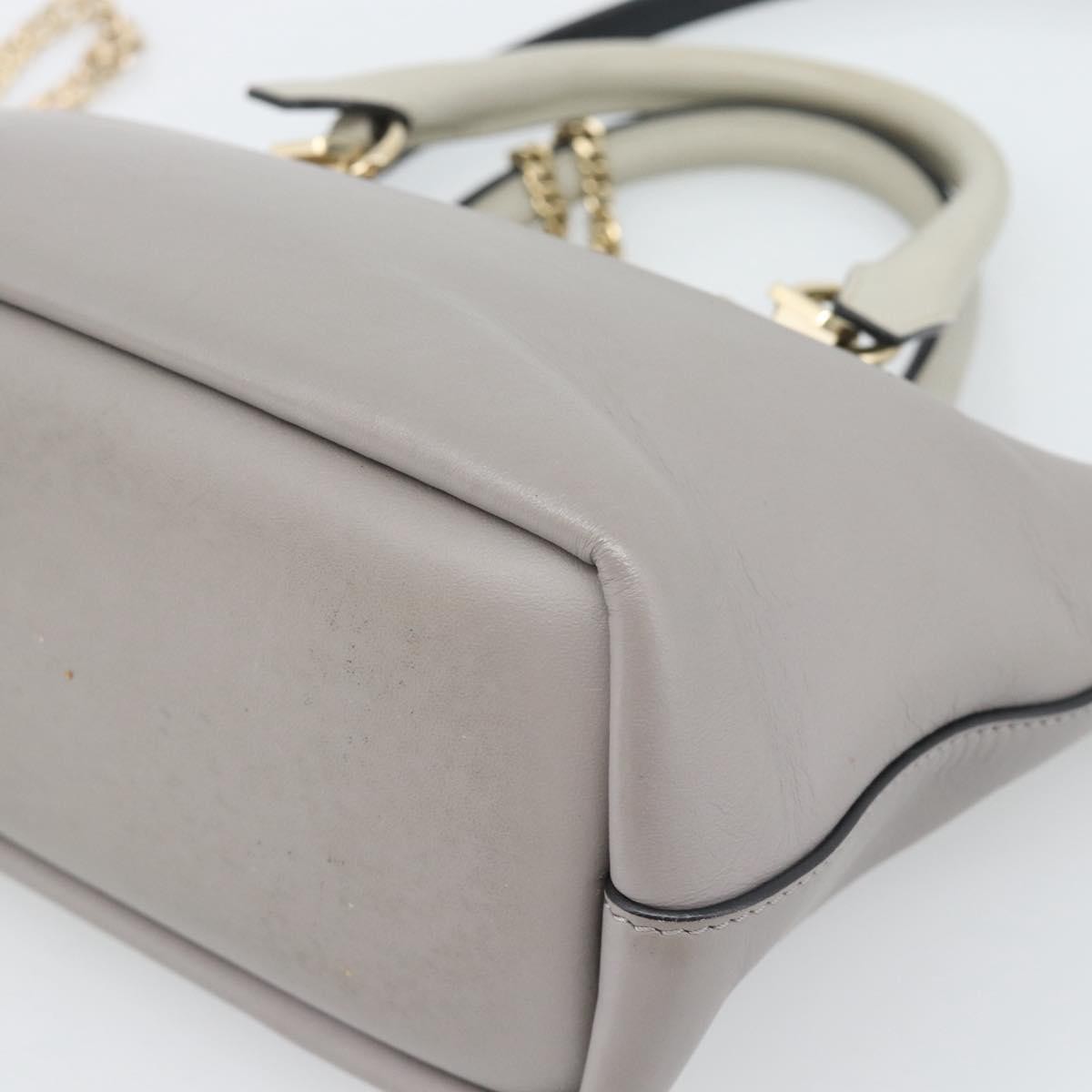 Chloe Bicolor Baylee Satchel Leather Gray Leather Handbag (Pre-Owned)
