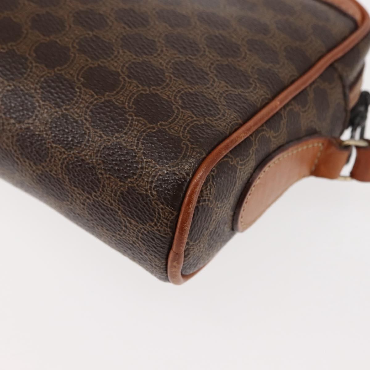 Celine Macadam Shoulder Pvc Leather Brown Canvas Bag (Pre-Owned)