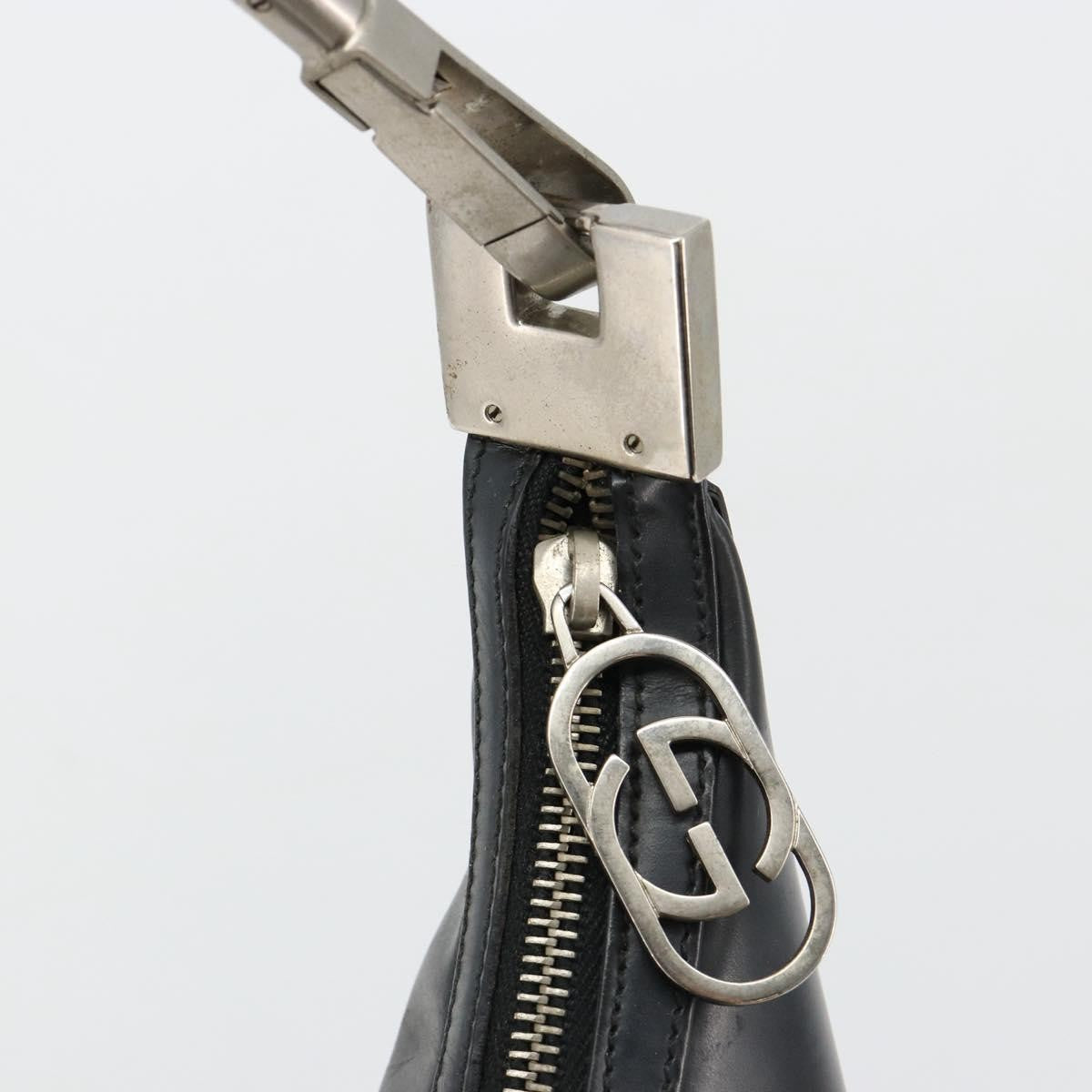 Gucci Zip Hobo Leather Black Leather Handbag (Pre-Owned)