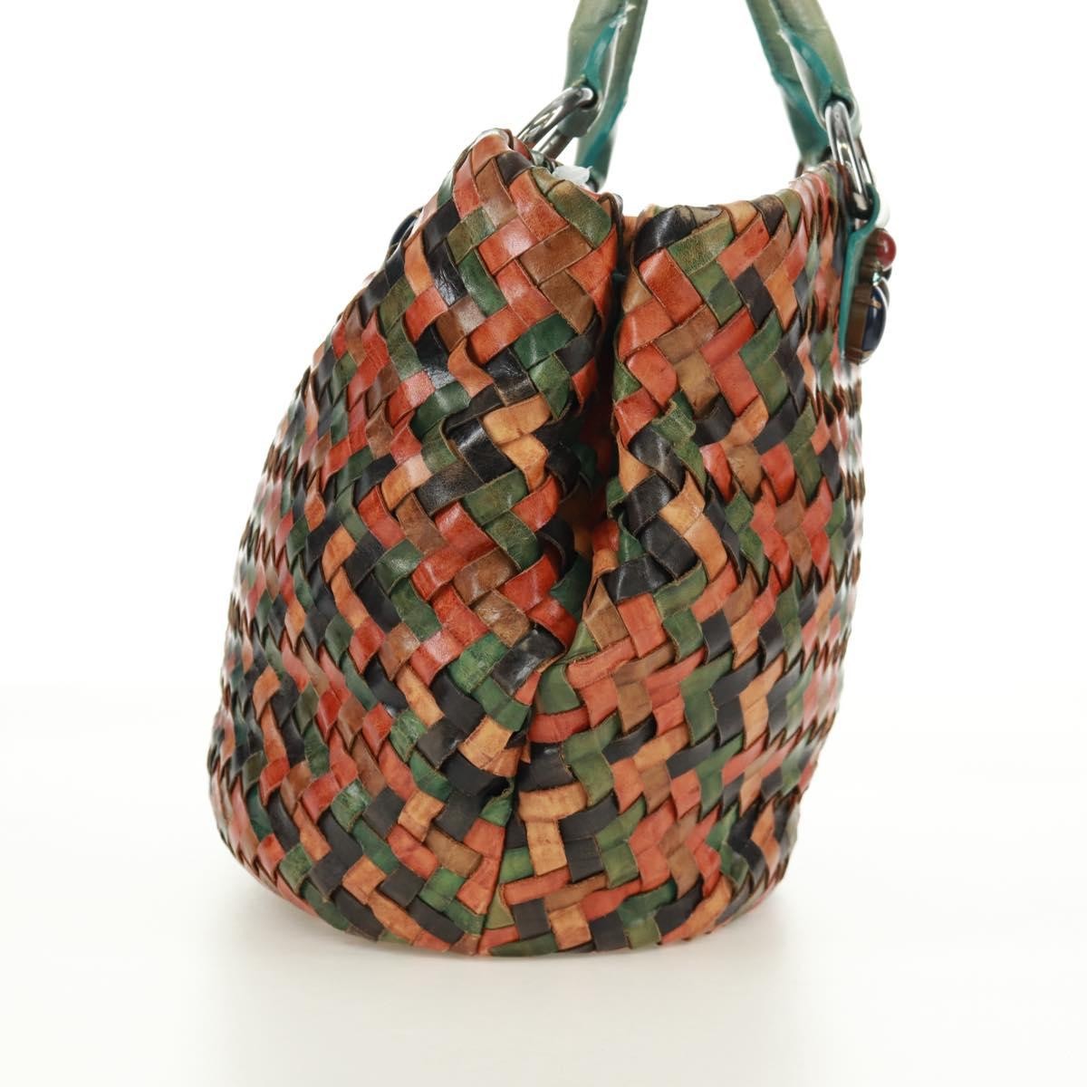 Miu Miu Chain Handle Pleated Leather Multicolour Leather Handbag (Pre-Owned)