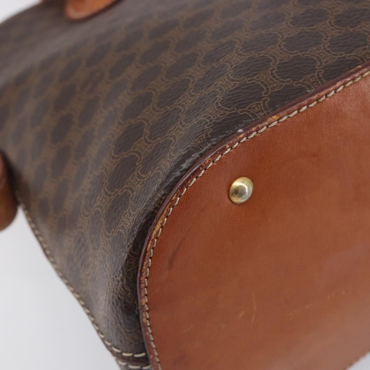 Celine Macadam Leather Brown Canvas Tote Bag Bag (Pre-Owned)