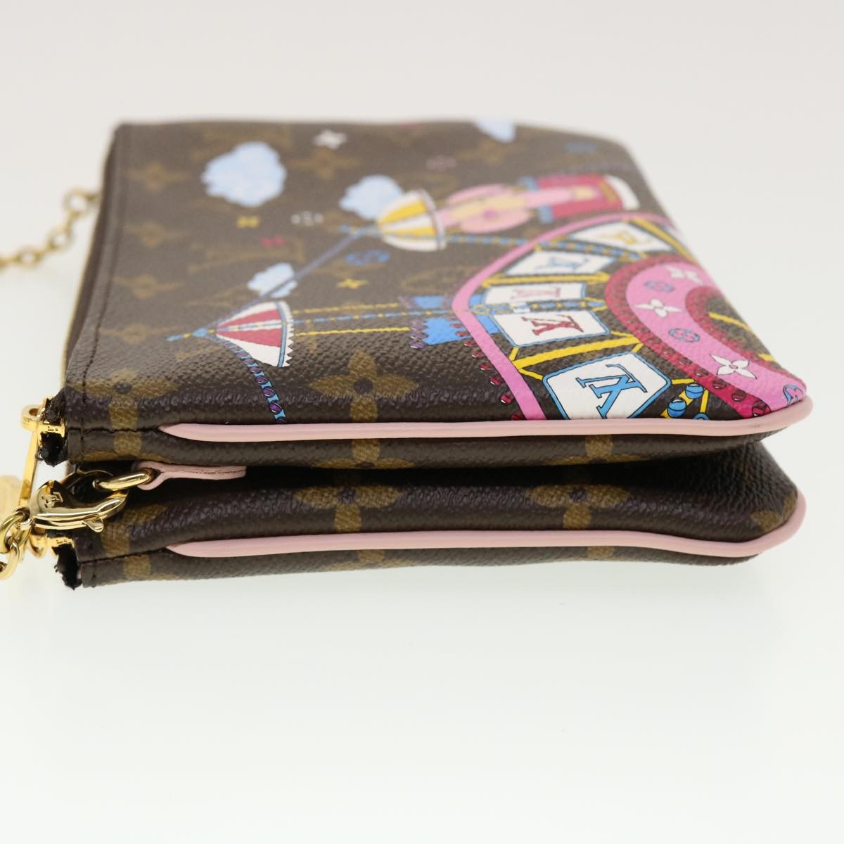 Louis Vuitton Double Zip Pochette Limited Edition Vivienne Xmas Monogram Canvas Brown Canvas Clutche & Pouche Bag (Pre-Owned)
