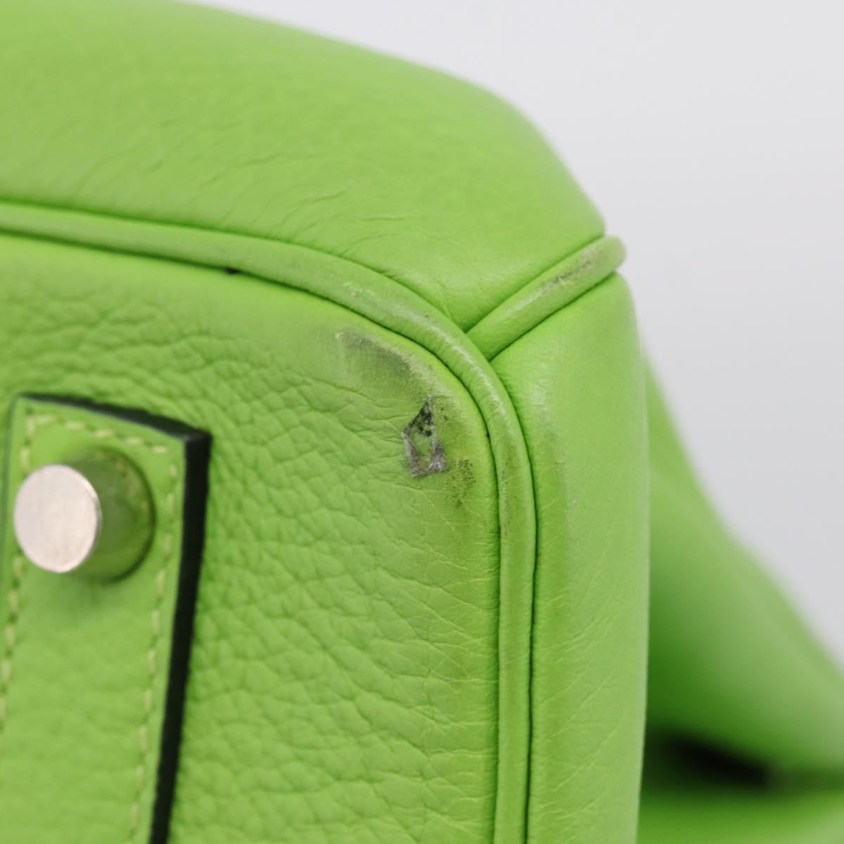 Hermes Birkin Green Clemence With Palladium Hardware Green Leather Handbag (Pre-Owned)
