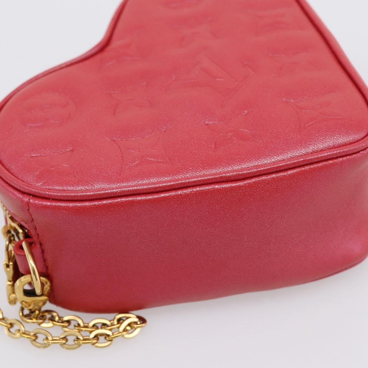 Louis Vuitton Coeur Heart On Chain Monogram Embossed Lambskin Red Leather Clutche & Pouche Bag (Pre-Owned)