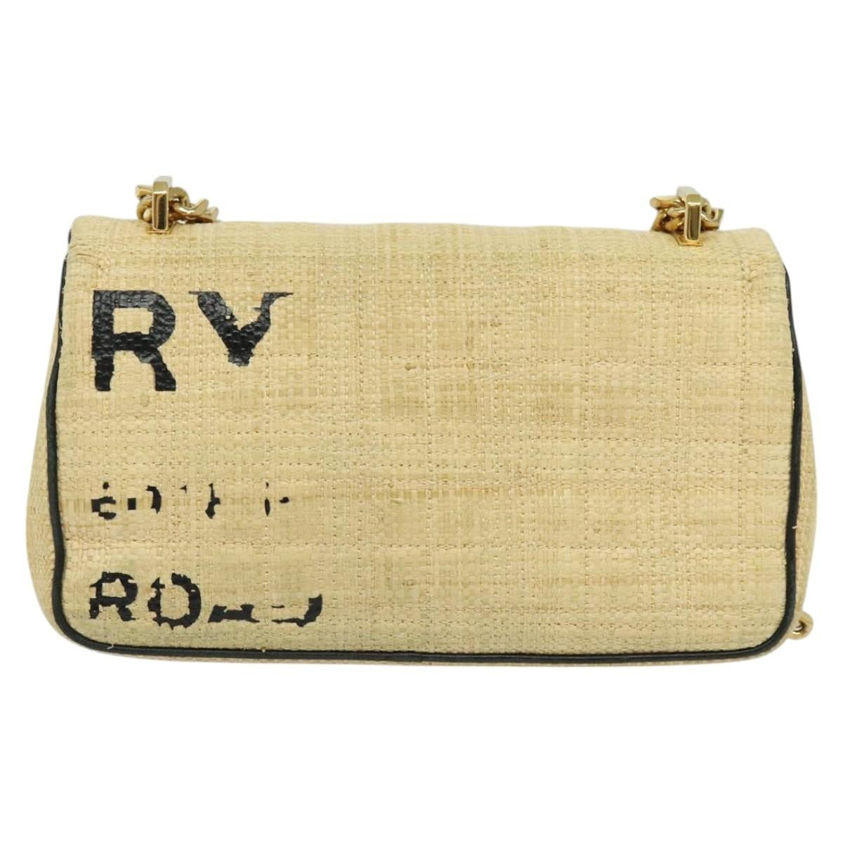 Burberry Lola Printed Raffia Beige Wood Bag (Pre-Owned)