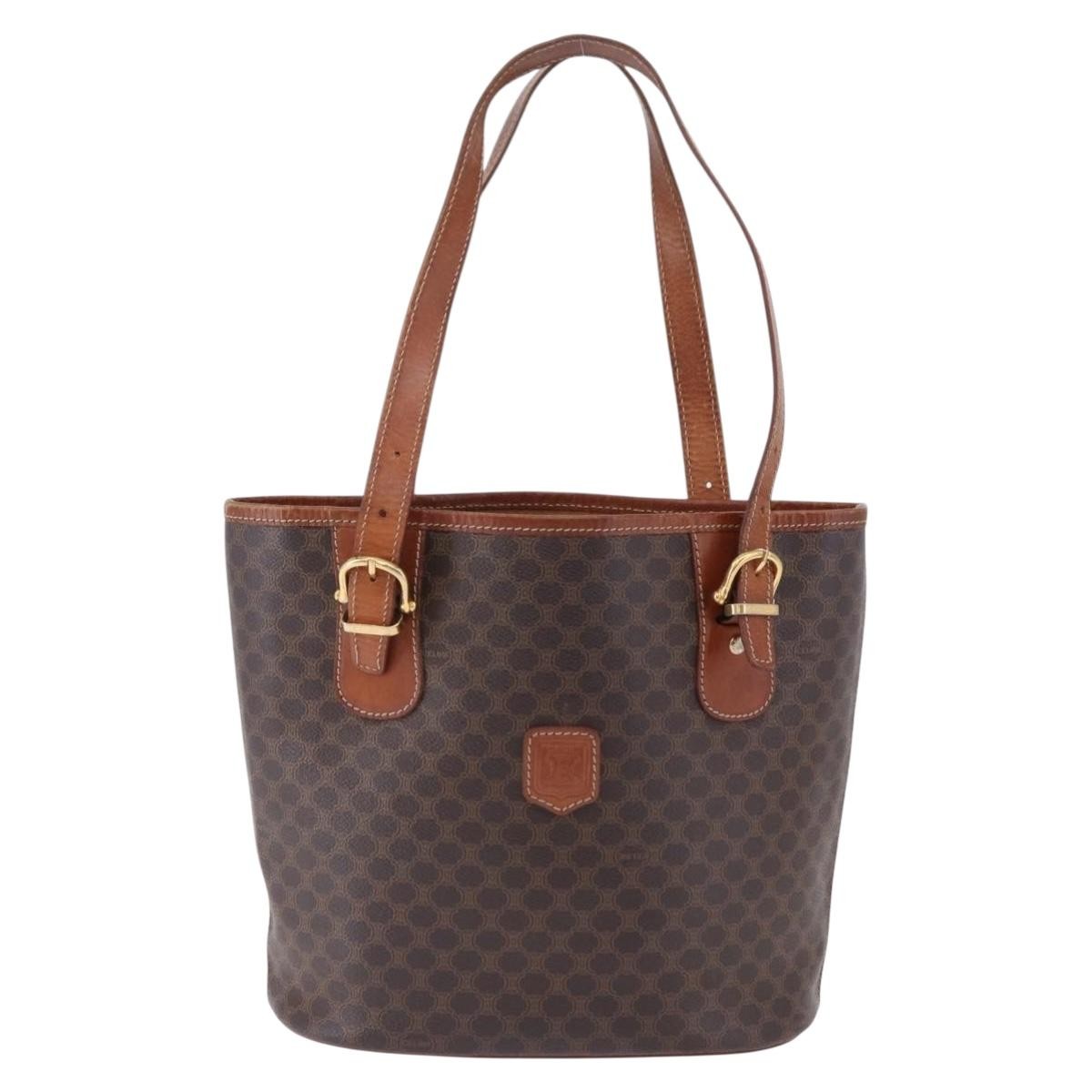 Celine Vintage Macadam Canvas Brown Canvas Handbag (Pre-Owned)