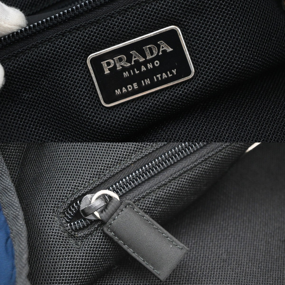 Prada Shoulder Canvas And Leather Blue Nylon Shoulder Bag Bag (Pre-Owned)