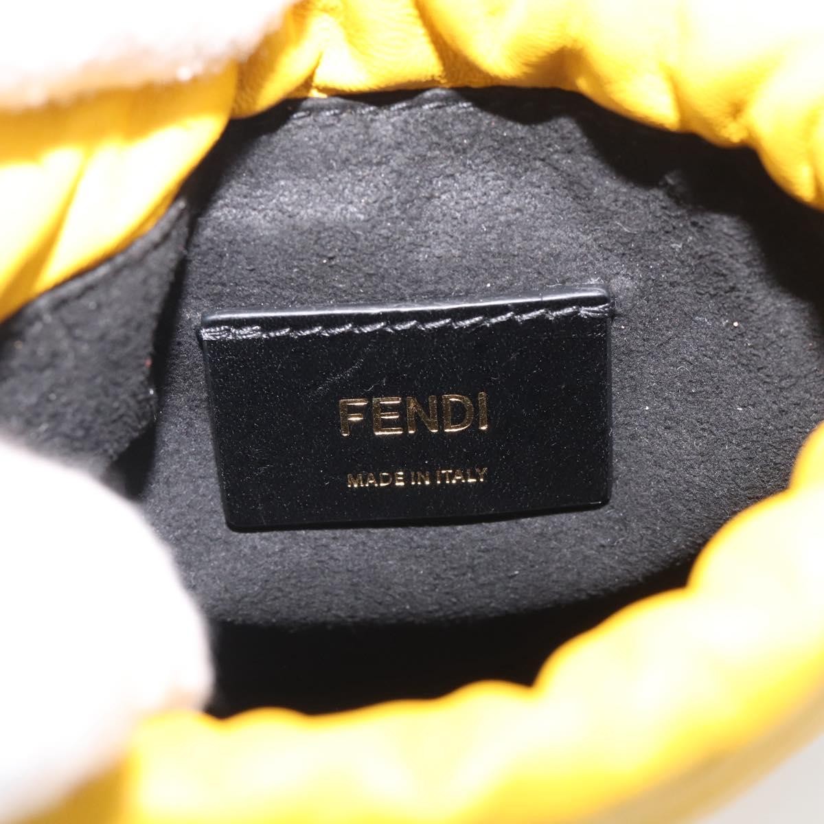 Fendi Logo Drawstring Leather Yellow Leather Handbag (Pre-Owned)