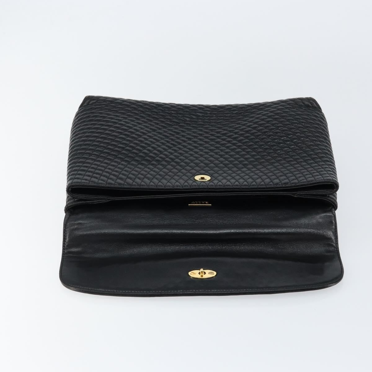 Bally Vintage Quilted Leather Black Leather Handbag (Pre-Owned)
