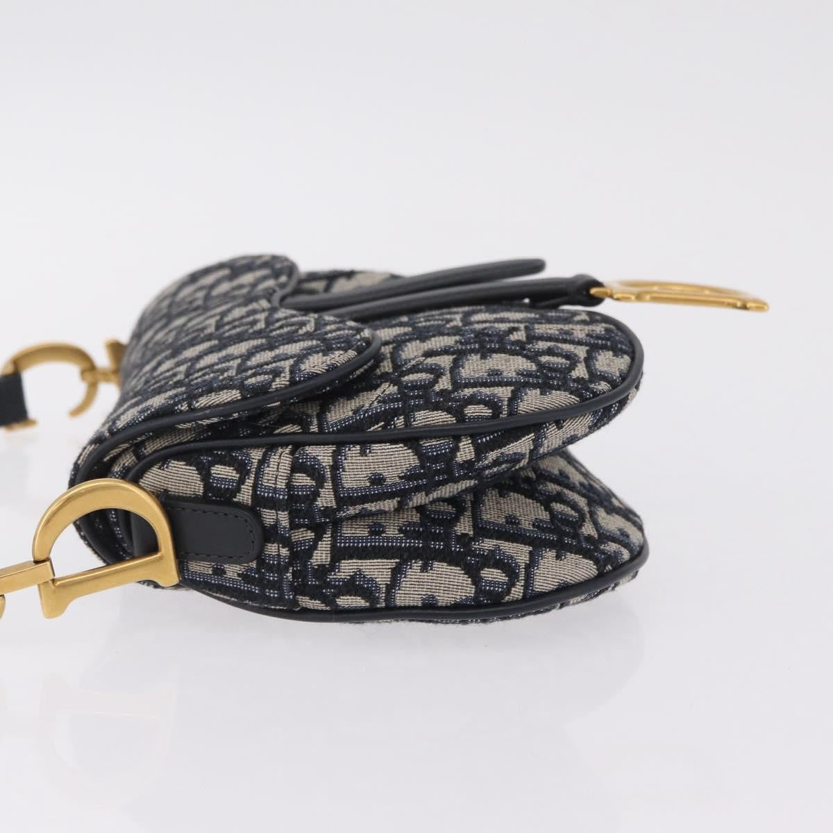 Christian Dior Saddle Oblique Canvas Navy Canvas Handbag (Pre-Owned)