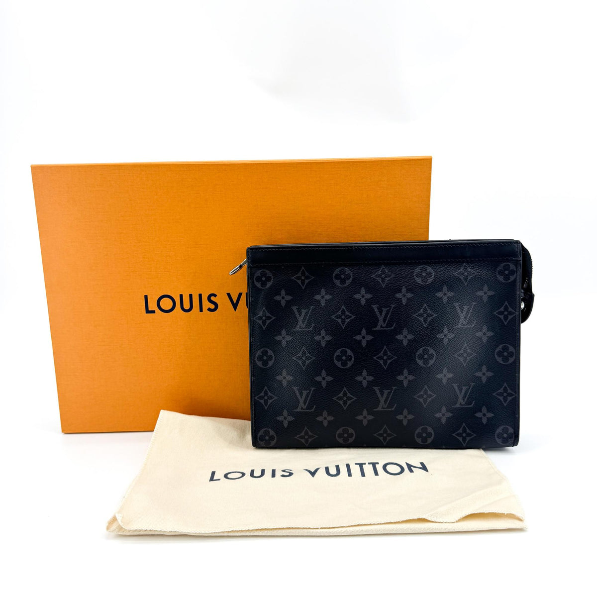 Louis Vuitton Pochette Voyage Reverse Monogram Eclipse Canvas Black Canvas Clutche & Pouche Bag (Pre-Owned)