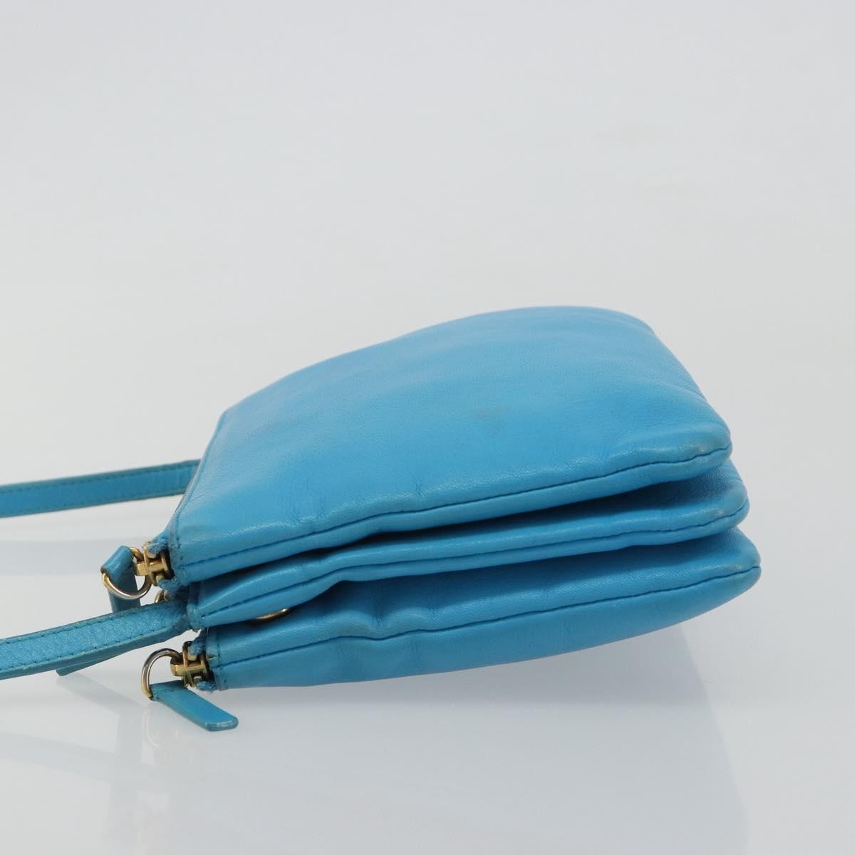 Celine Trio Leather Blue Leather Crossbody Bag Bag (Pre-Owned)