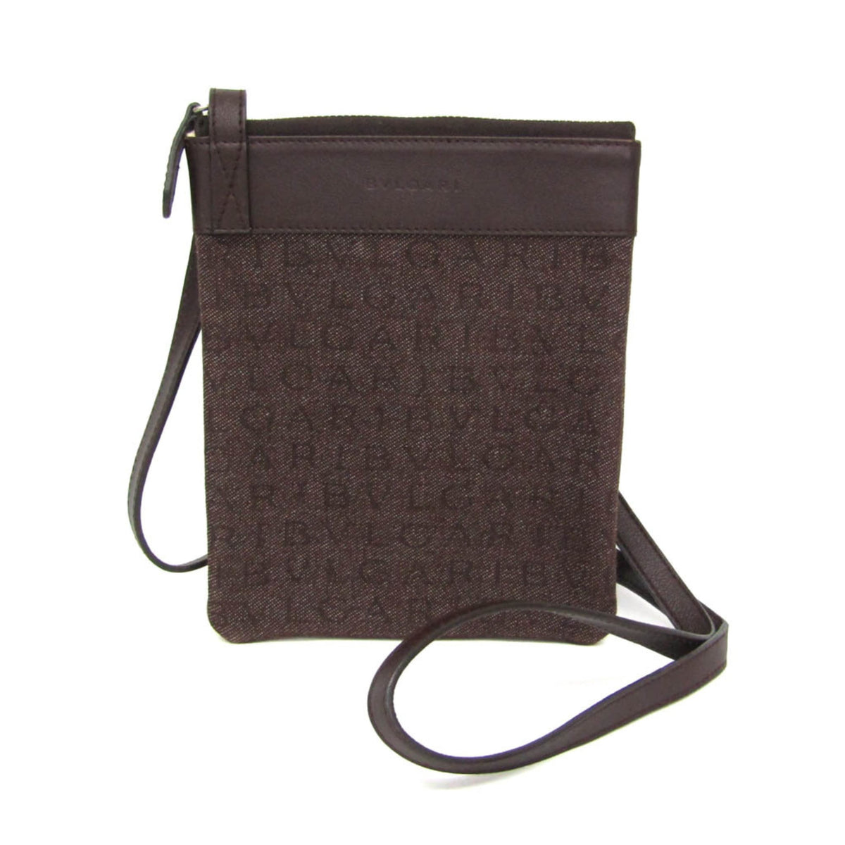 Bvlgari Logomania Canvas With Leather Brown Denim_Jeans Shoulder Bag Bag (Pre-Owned)