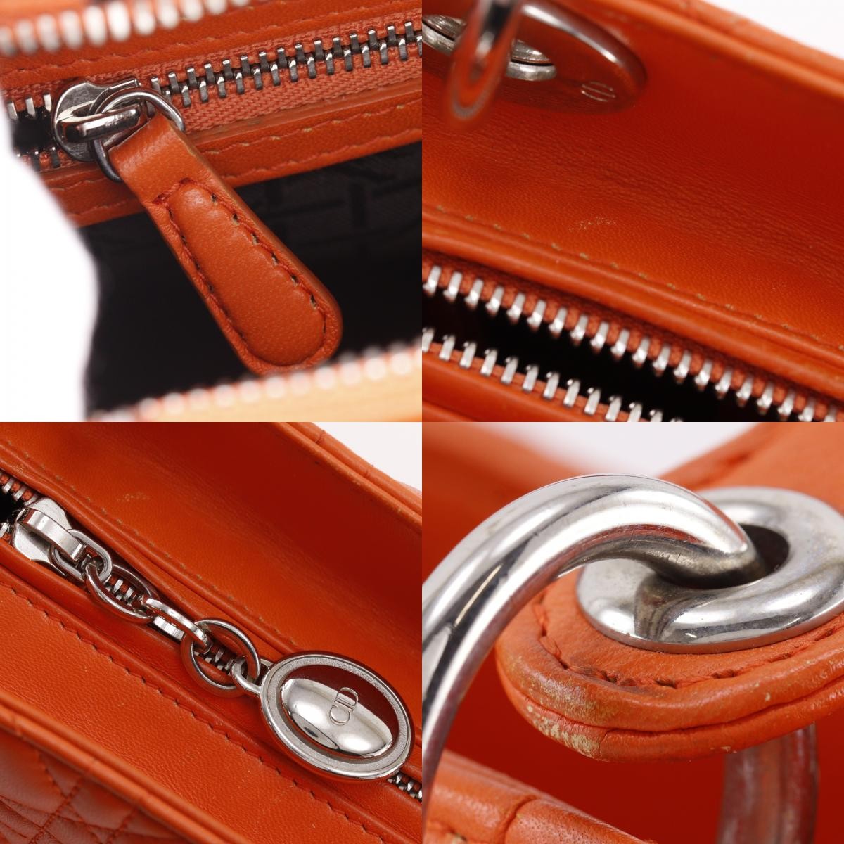 Christian Dior Lady Dior Cannage Orange Leather Handbag (Pre-Owned)