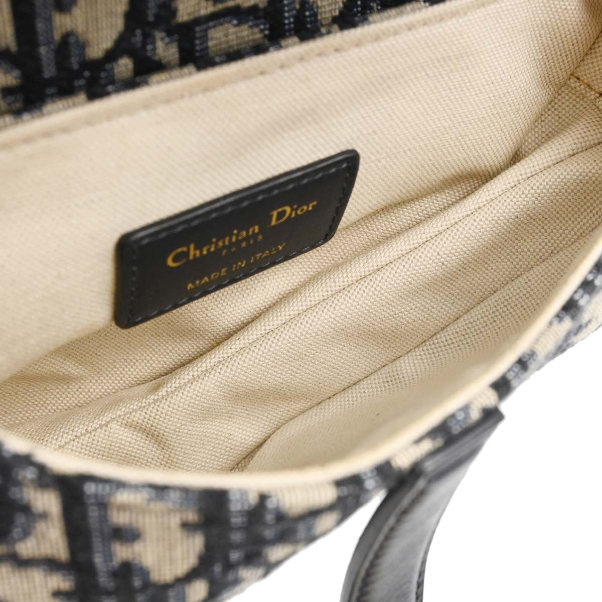 Christian Dior Saddle Oblique Canvas Navy Canvas Handbag (Pre-Owned)