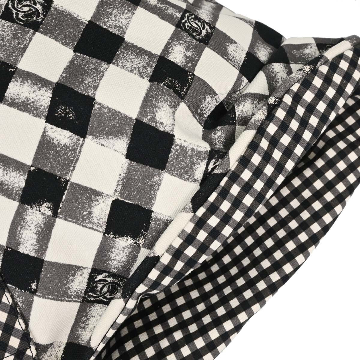 Chanel Weekender Gingham Print Canvas Black Canvas Tote Bag Bag (Pre-Owned)