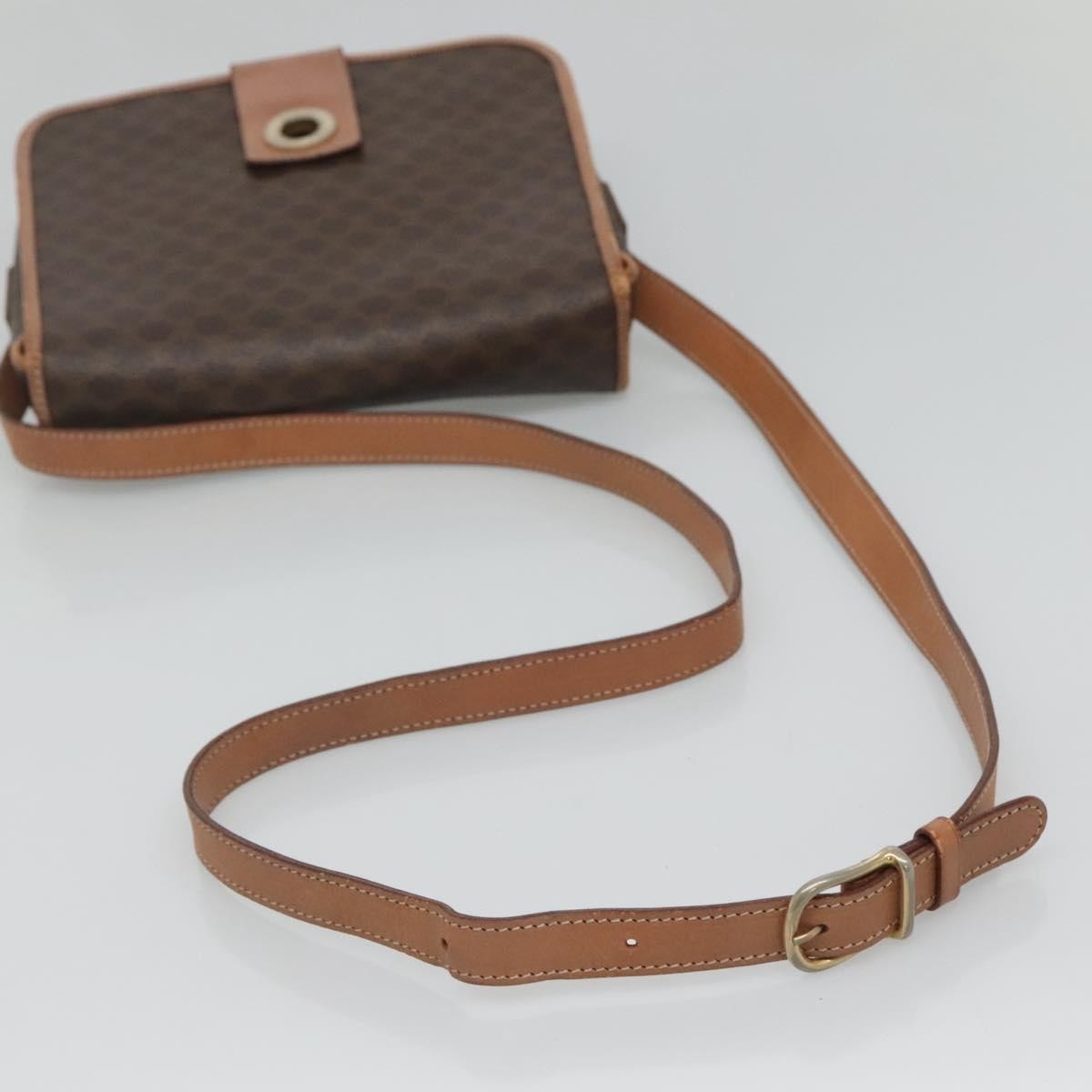 Celine Vintage Macadam Canvas And Leather Brown Canvas Shoulder Bag Bag (Pre-Owned)