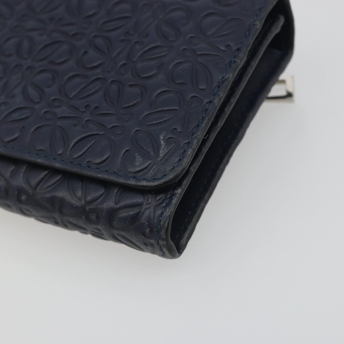Loewe Anagram Leather Navy Leather Wallets Accessory (Pre-Owned)