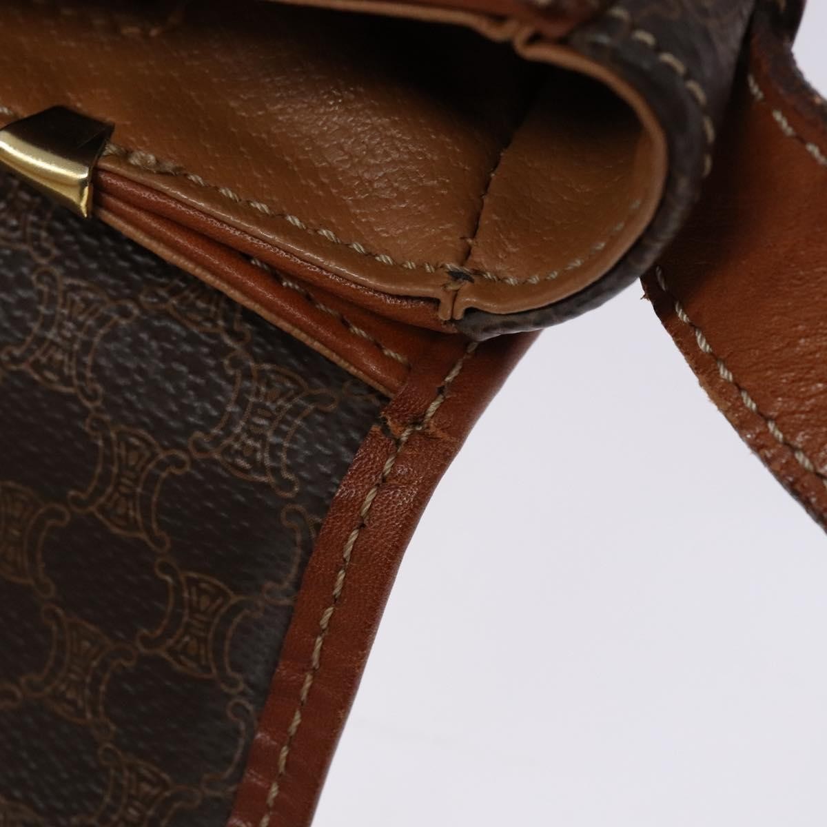Celine Macadam Shoulder Pvc Leather Brown Canvas Bag (Pre-Owned)