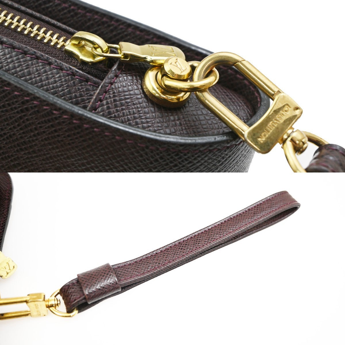 Louis Vuitton Pochette Baikal Clutch Taiga Leather Burgundy Leather Clutche & Pouche Bag (Pre-Owned)