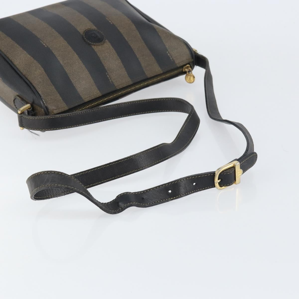 Fendi Vintage Pequin Pequin Brown Canvas Shoulder Bag Bag (Pre-Owned)
