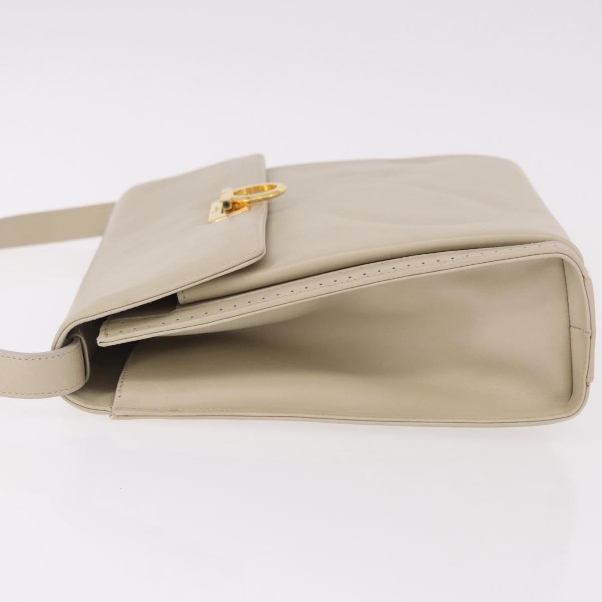 Salvatore Ferragamo Gancini Leather Beige Leather Shoulder Bag Bag (Pre-Owned)