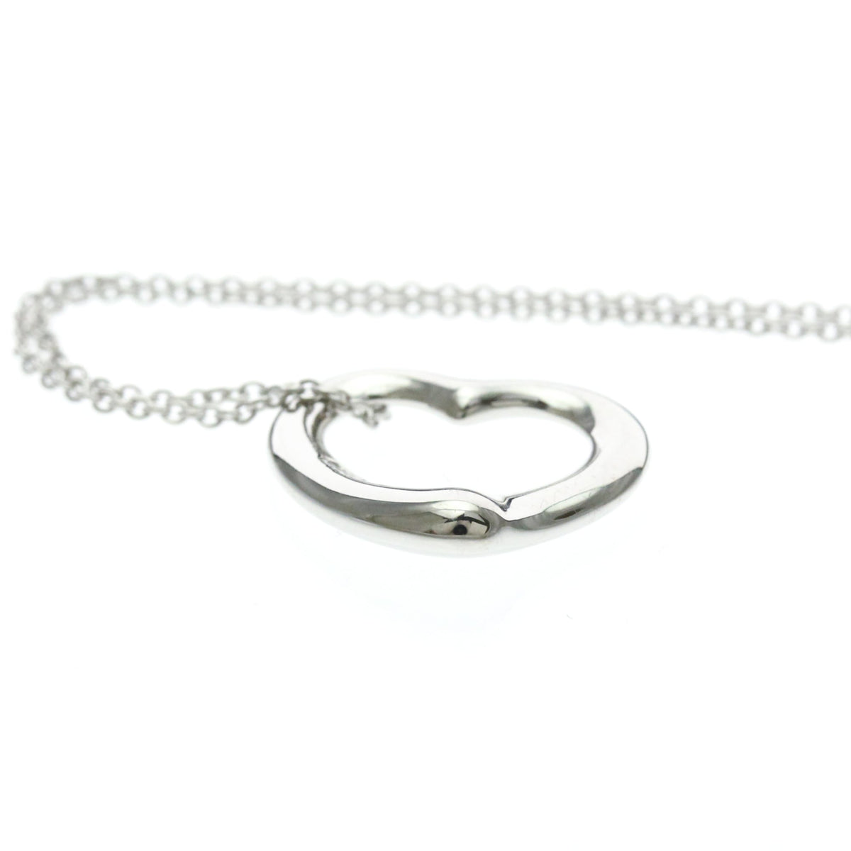 Tiffany & Co. Elsa Peretti Open Heart 5 Diamonds Pendant Platinum And Diamonds Silver Platinum Necklace Jewelry (Pre-Owned)