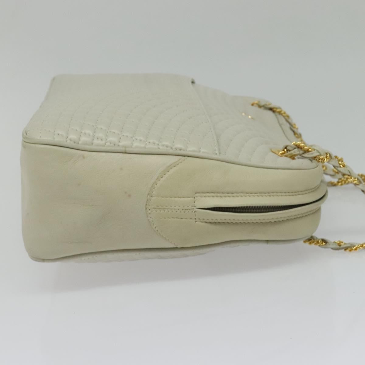 Bally Vintage Chain Quilted Leather Ecru Leather Shoulder Bag Bag (Pre-Owned)