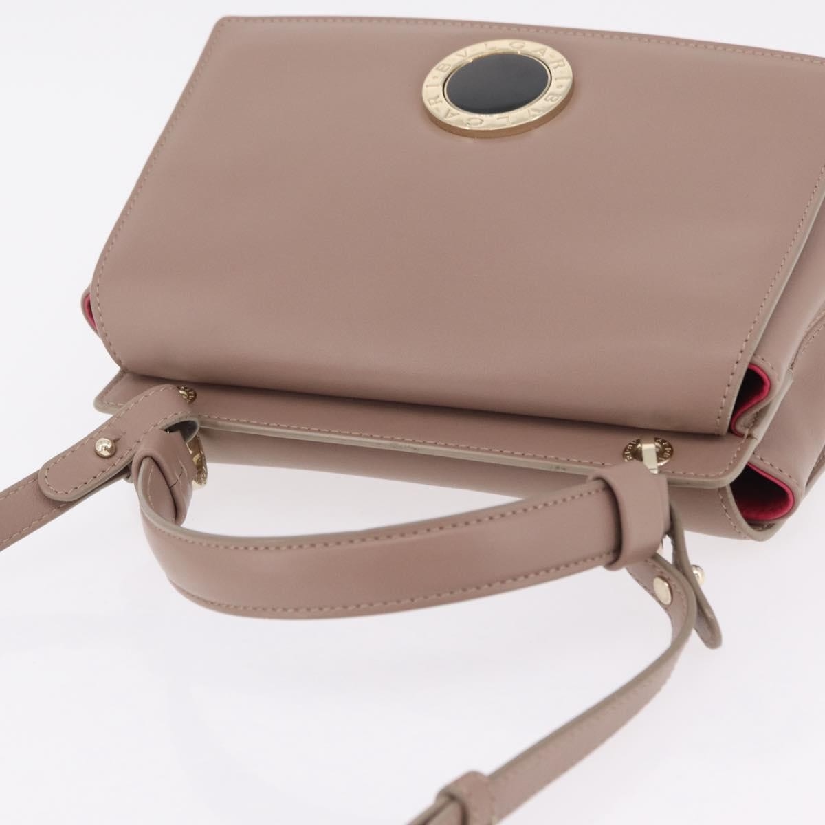 Bvlgari Signature Top Handle Leather Beige Leather Handbag (Pre-Owned)