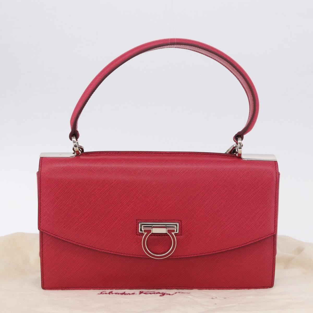 Salvatore Ferragamo Gancini Convertible Top Handle Saffiano Leather Pink Leather Handbag (Pre-Owned)