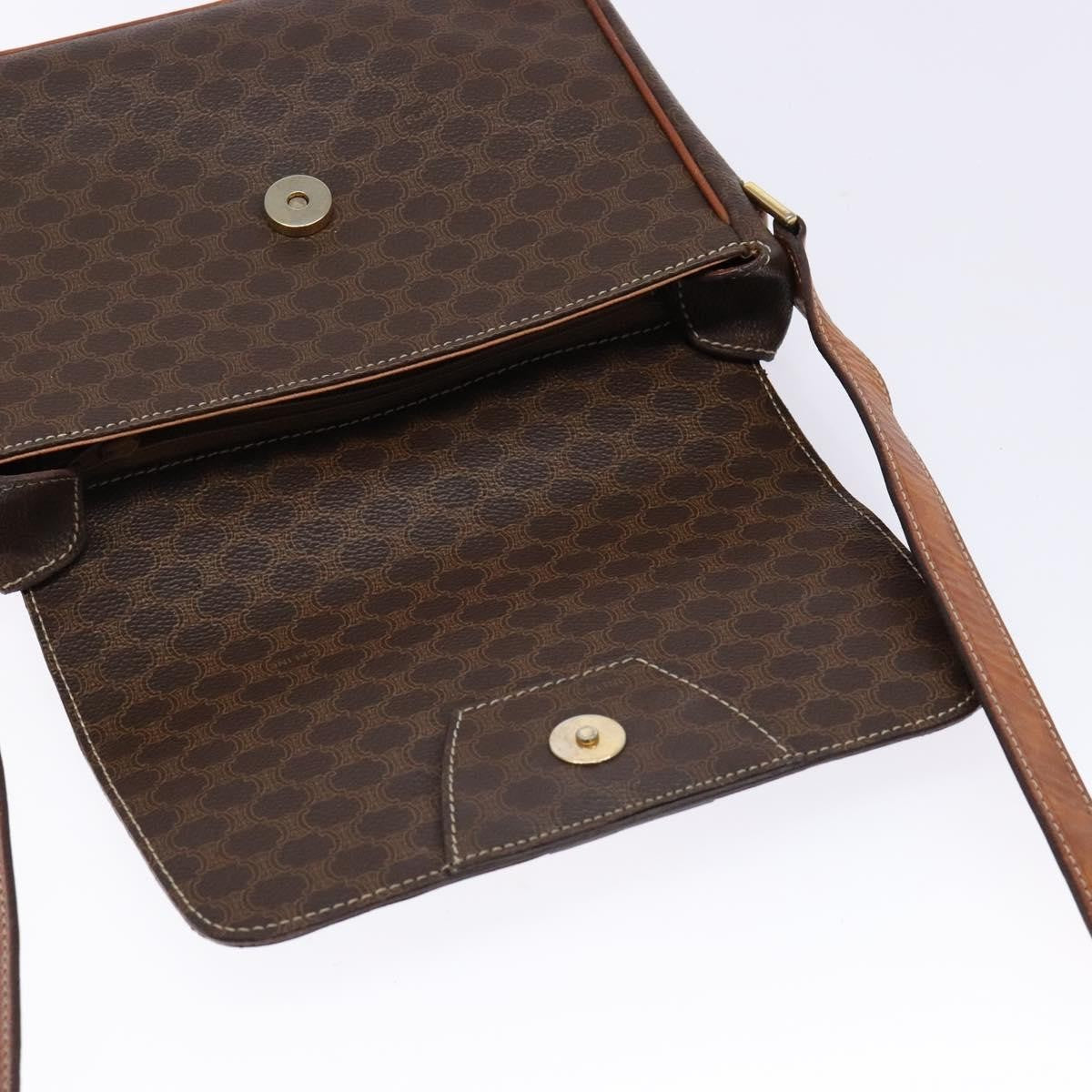 Celine Macadam Shoulder Pvc Leather Brown Canvas Bag (Pre-Owned)
