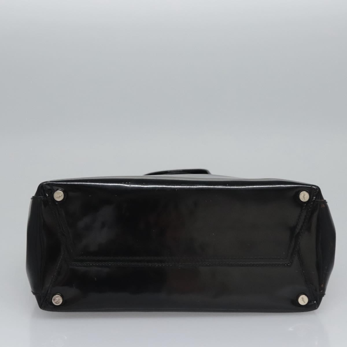 Salvatore Ferragamo Vala Leather Black Patent_Leather Handbag (Pre-Owned)