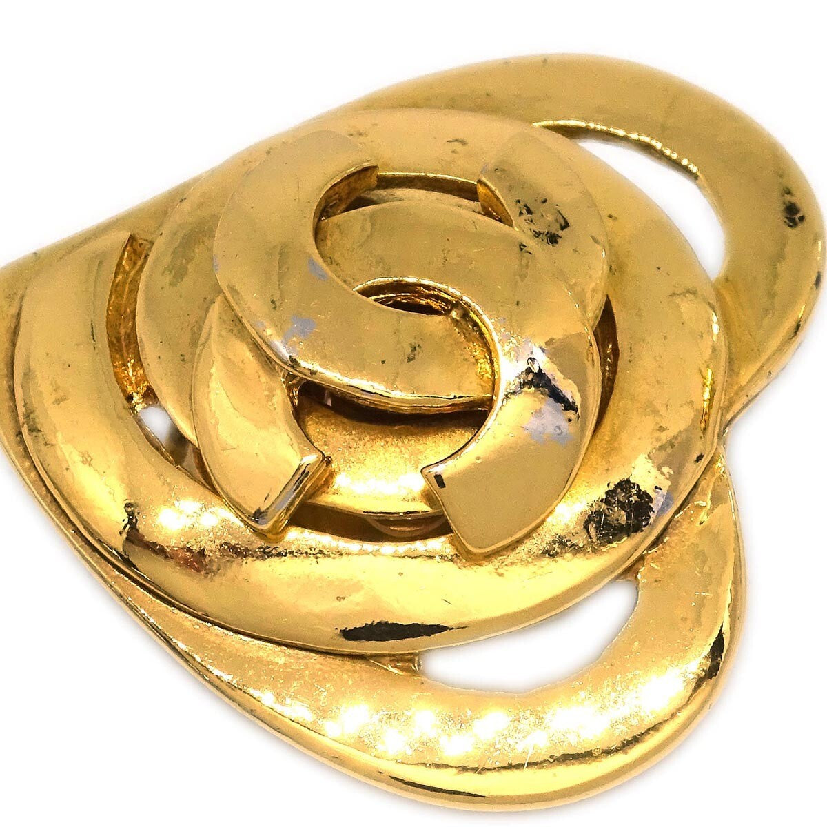 Chanel Cc Heart Pendant Metal Gold Gold_Plated Earrings Jewelry (Pre-Owned)