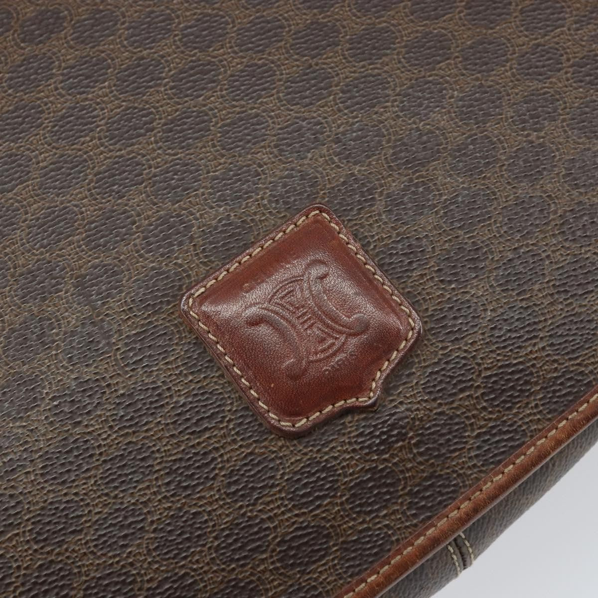 Celine Vintage Macadam Canvas And Leather Brown Canvas Shoulder Bag Bag (Pre-Owned)