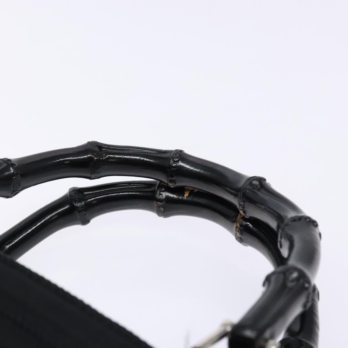 Gucci Vintage Bamboo Handle Nylon Black Nylon Handbag (Pre-Owned)