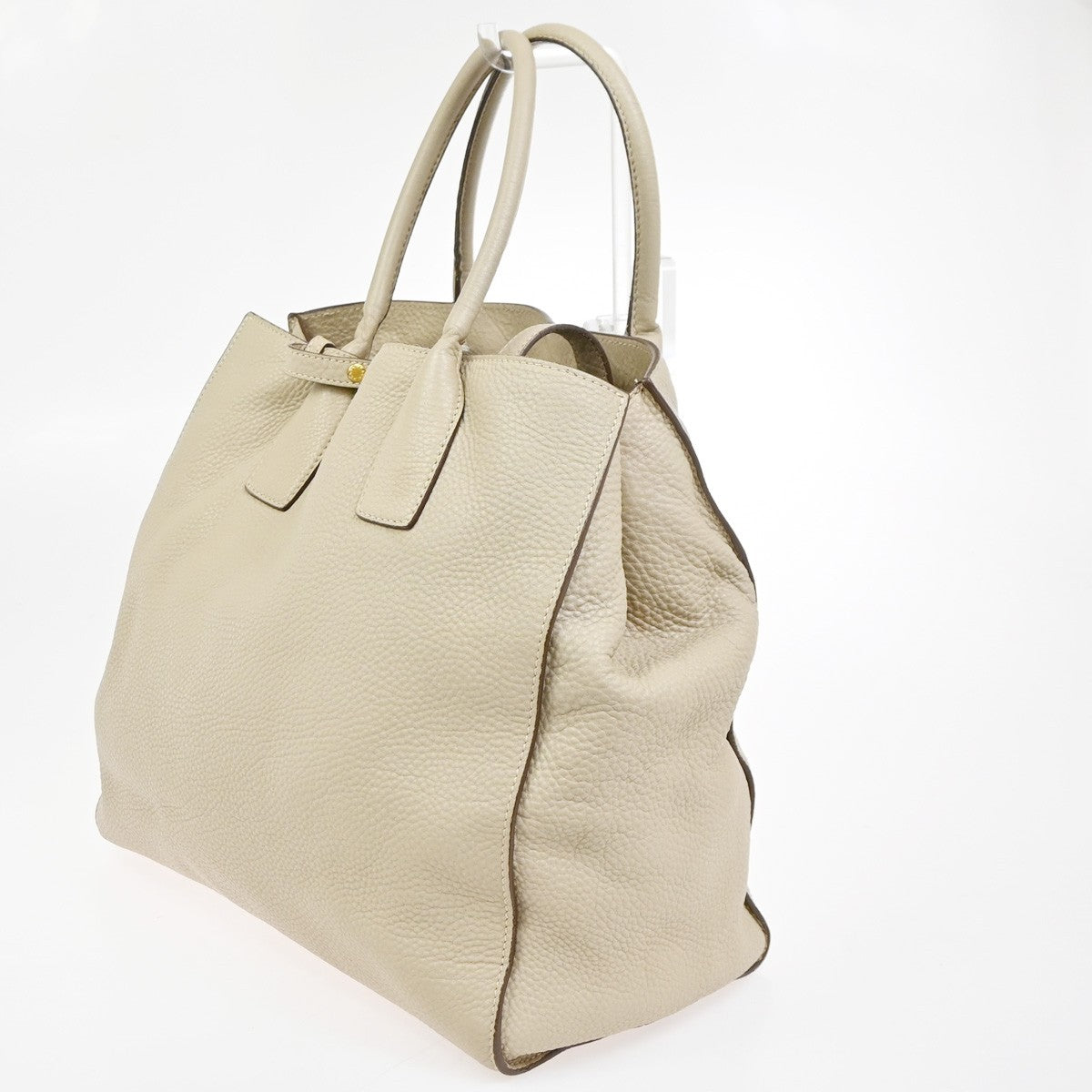 Prada Convertible Open Shopping Tote Vitello Daino Beige Leather Tote Bag Bag (Pre-Owned)