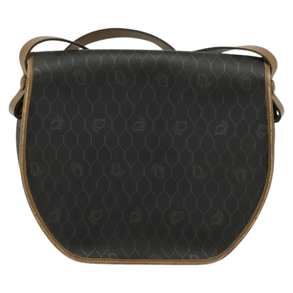 Christian Dior Vintage Honeycomb Flap Canvas And Leather Black Canvas Shoulder Bag Bag (Pre-Owned)