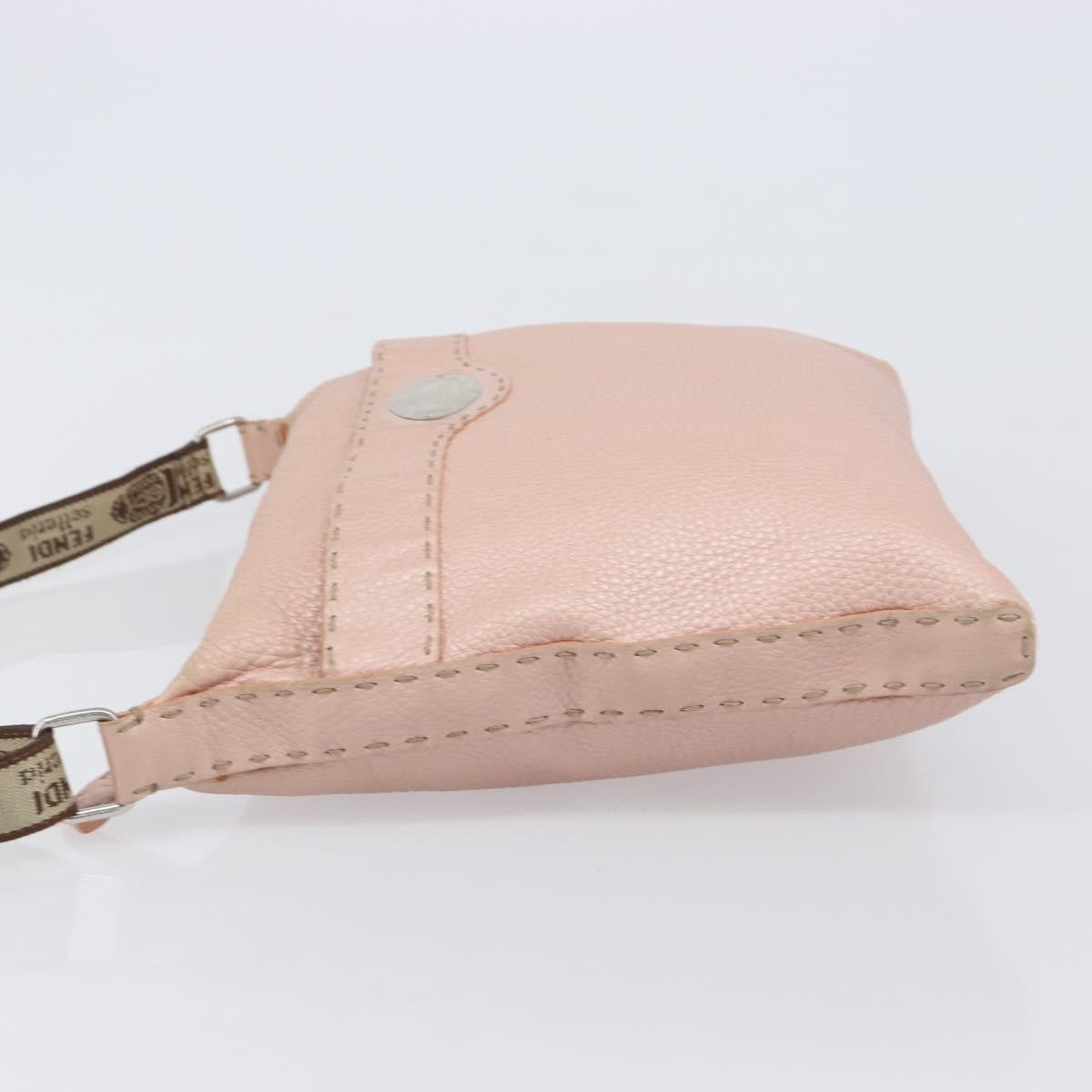Fendi Vintage Selleria Zip Messenger Leather Pink Leather Handbag (Pre-Owned)
