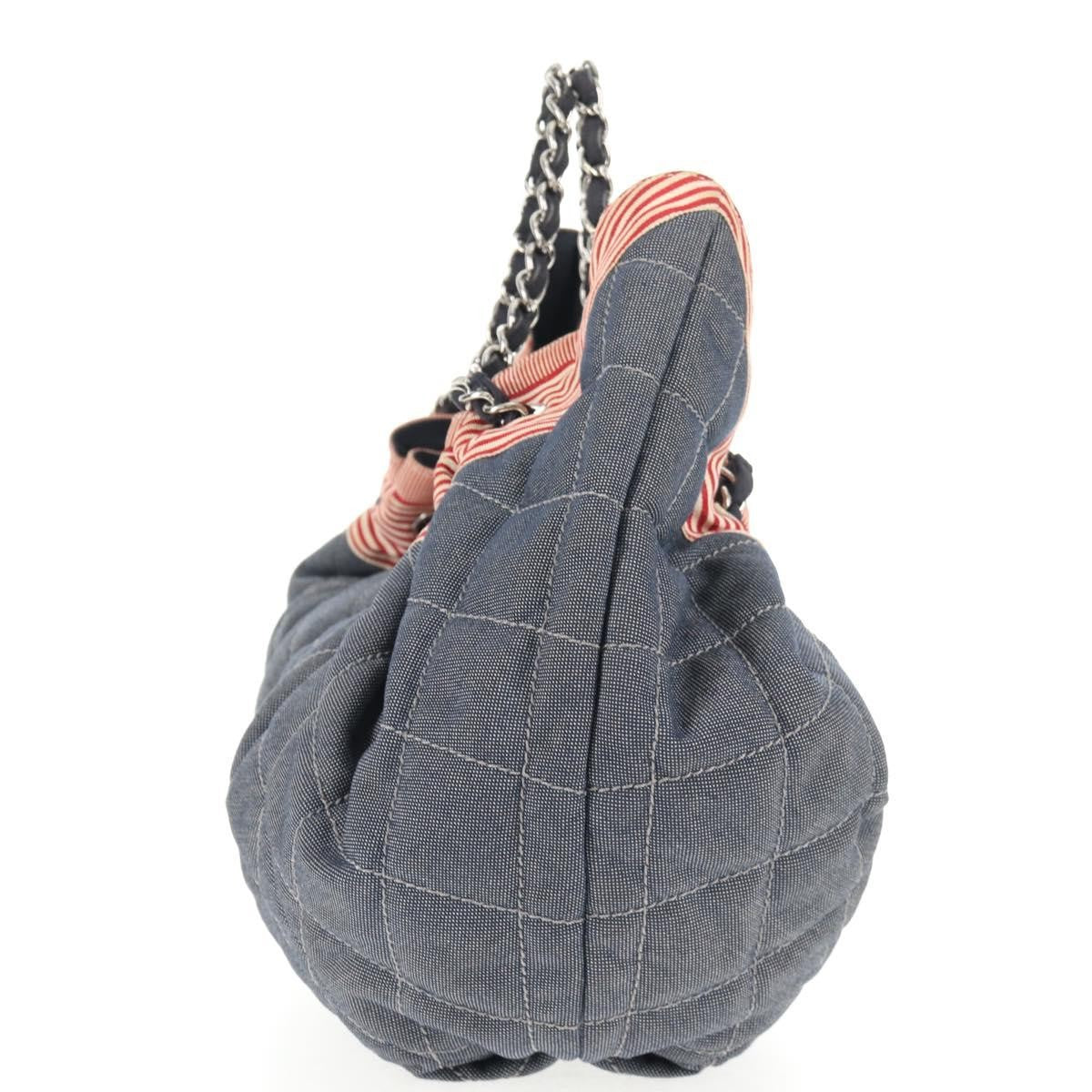 Chanel Stretch Spirit Cabas Quilted Denim Blue Denim_Jeans Bag (Pre-Owned)