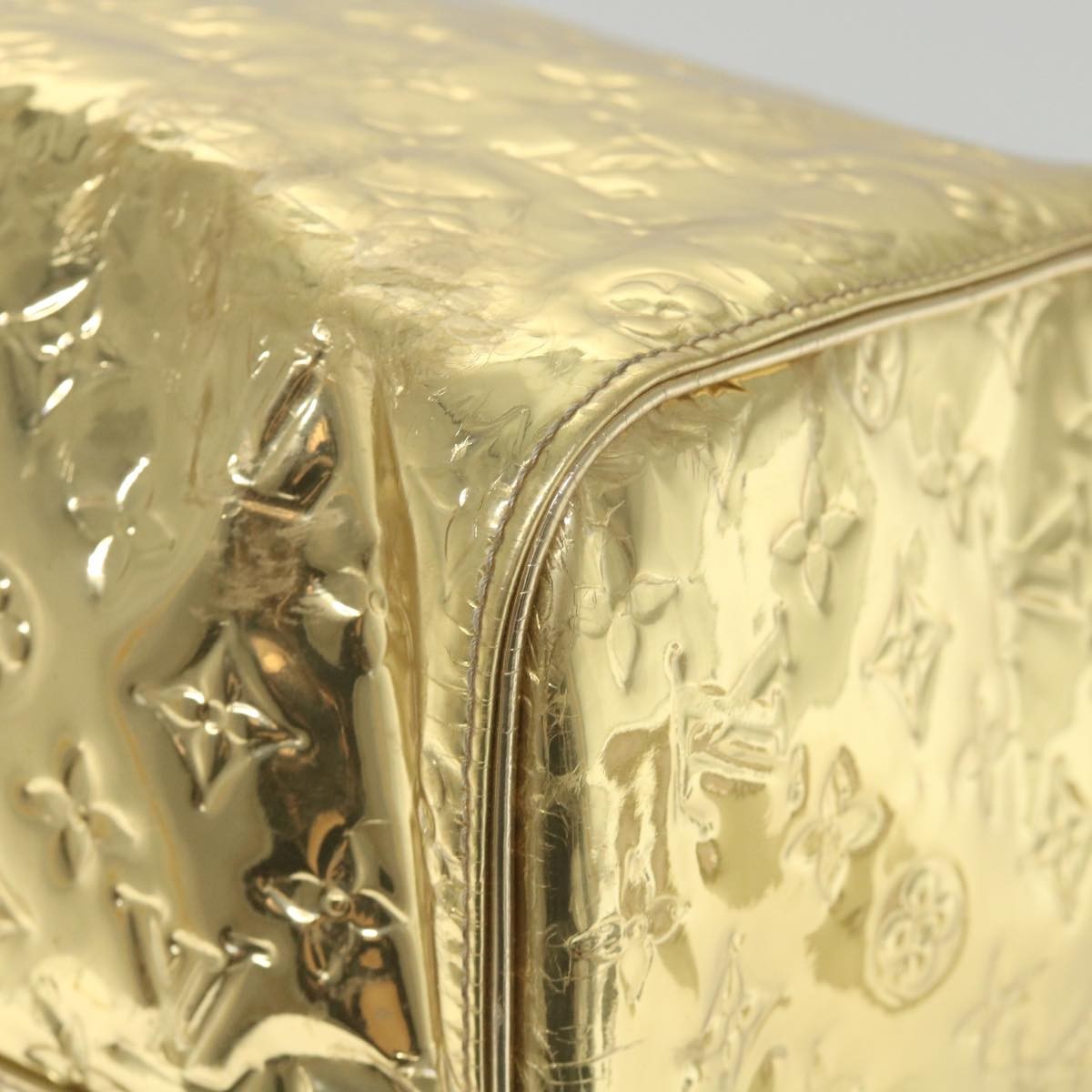 Louis Vuitton Keepall Monogram Miroir Pvc Gold Patent_Leather Travel Bag Bag (Pre-Owned)