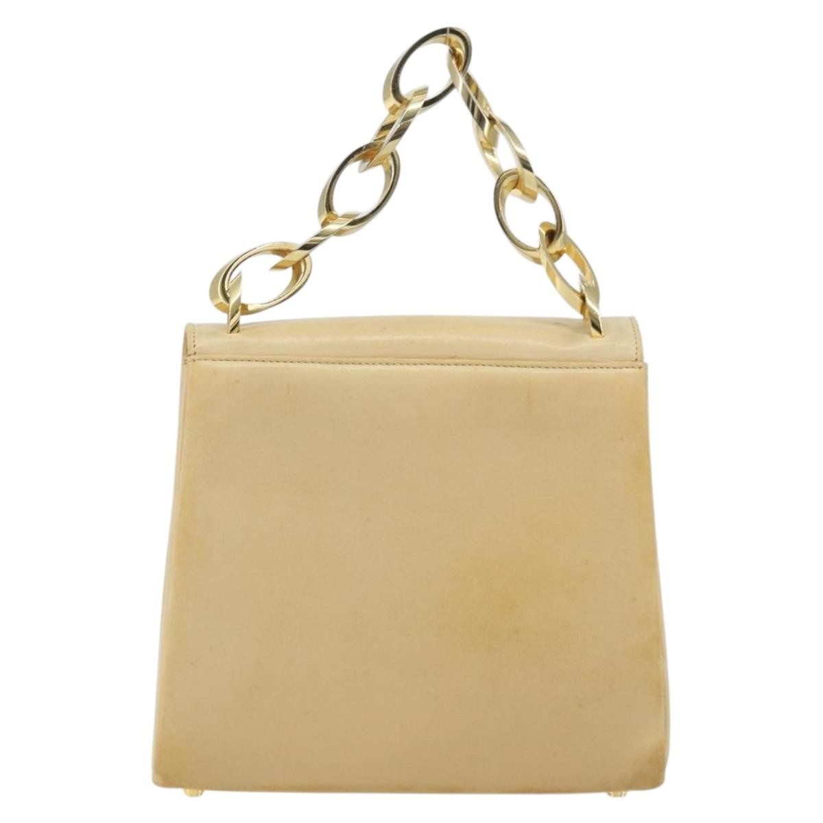 Salvatore Ferragamo Vintage Chain Leather Beige Leather Handbag (Pre-Owned)