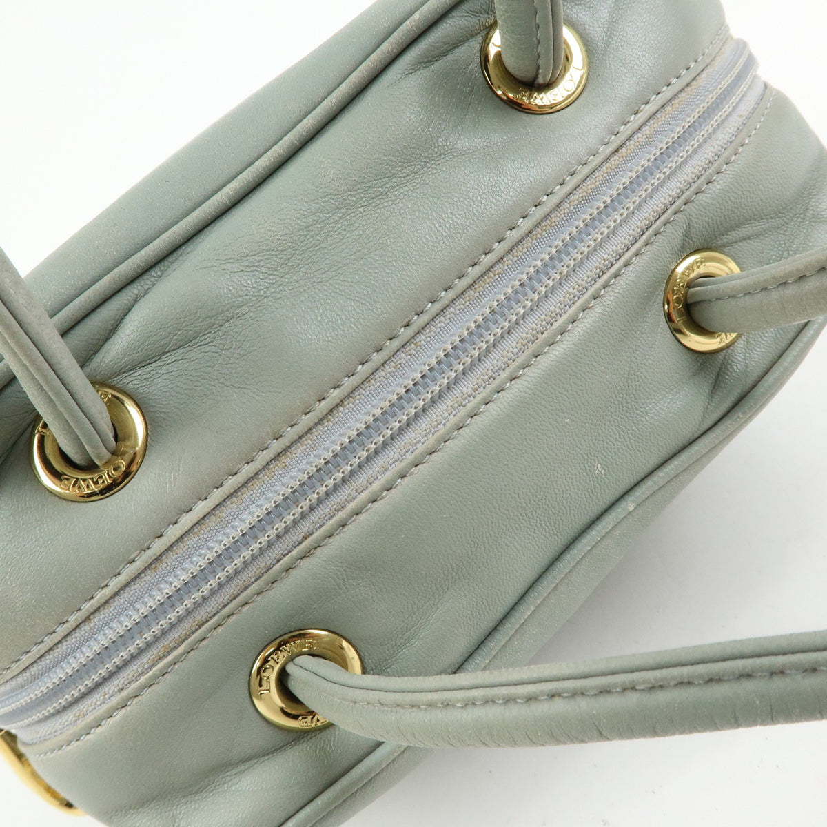 Loewe Anagram Leather Blue Leather Tote Bag Bag (Pre-Owned)
